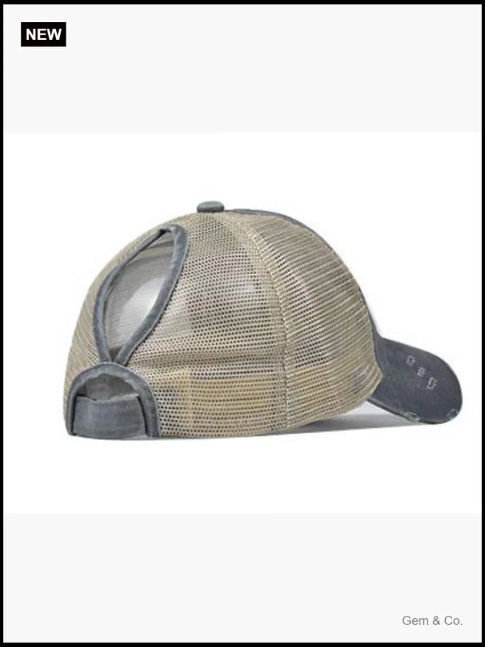 Women's Distressed Ponytail Baseball Cap Messy-Bun Hat Adjustable Mesh Back